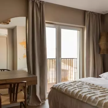 The bedroom has been decorated in japanese style
