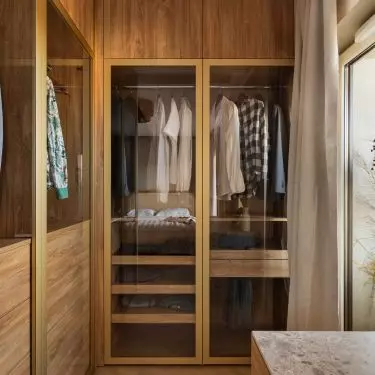 The bedroom also has an open dressing room