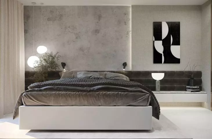 Upholstered panels add coziness and create an interesting contrast