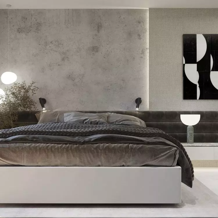 Upholstered panels add coziness and create an interesting contrast