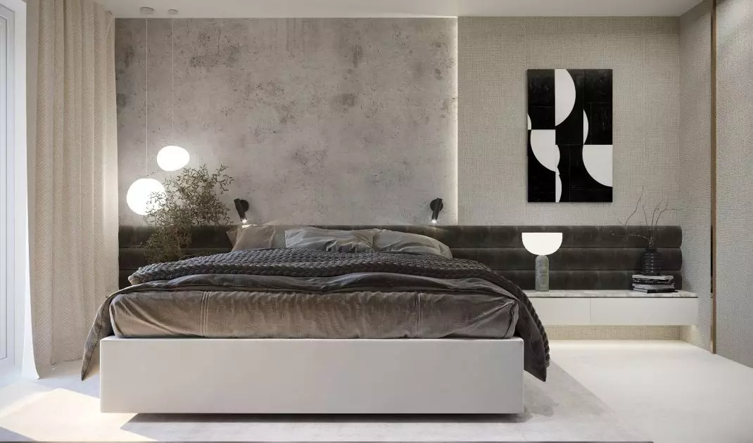 Upholstered panels add coziness and create an interesting contrast