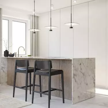 Kitchen cabinet hides another countertop