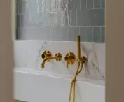 Gold fittings in the bathroom