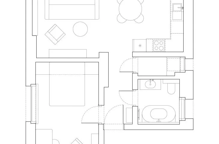 Apartment in Skibówki, projection after renovation 