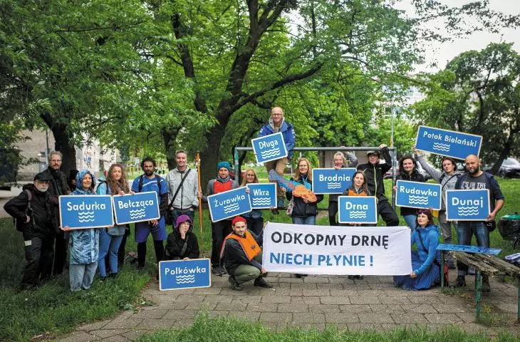 happening on the Drna River in Warsaw raising awareness of the problem of rivers hidden underground in Polish cities