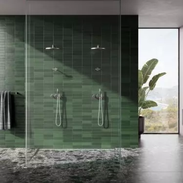 Intense green will work perfectly in the bathroom