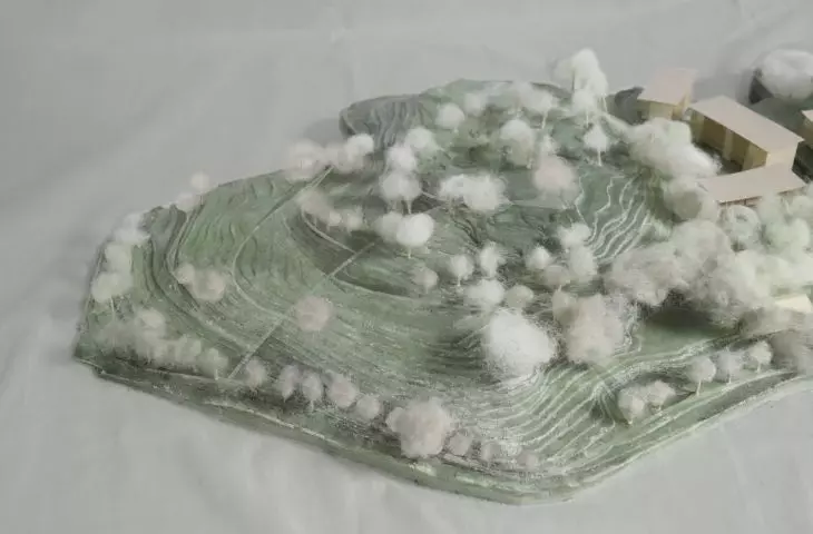 Photo of the model, the authors preserved the park-like character of the area