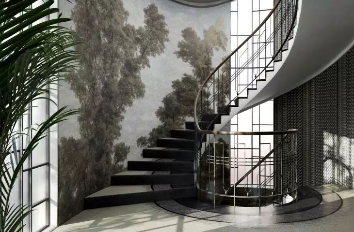 Large-format wall graphics can depict landscapes, for example