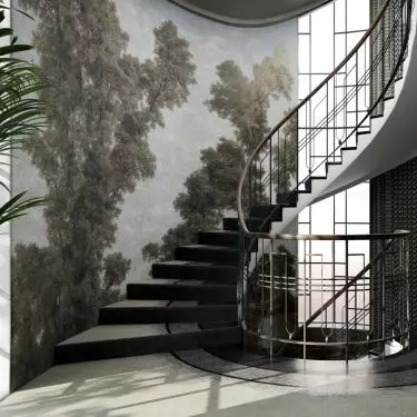 Large-format wall graphics can depict landscapes, for example