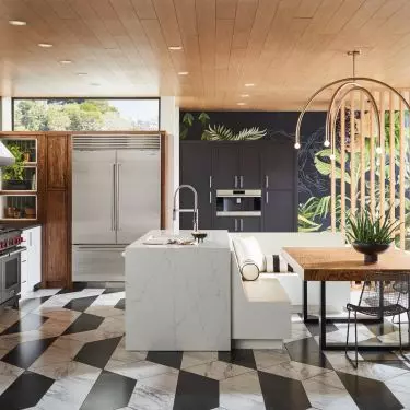 Combine several natural finishing materials, such as wood and marble