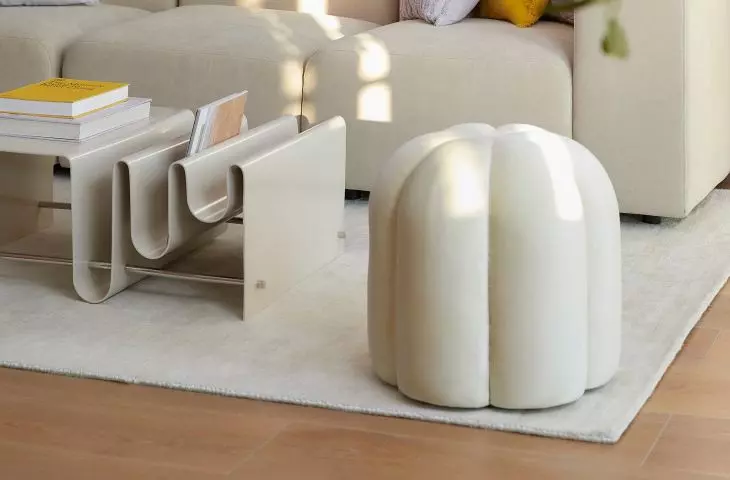 The poufs can come in different shapes, colors and upholstery materials