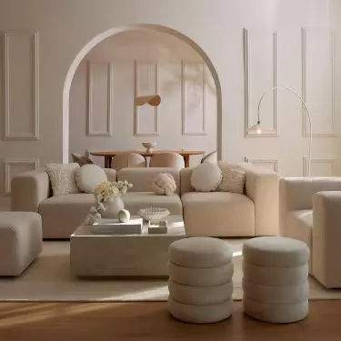 The poufs can have different fillings, such as polyurethane foam, polystyrene balls and sponge
