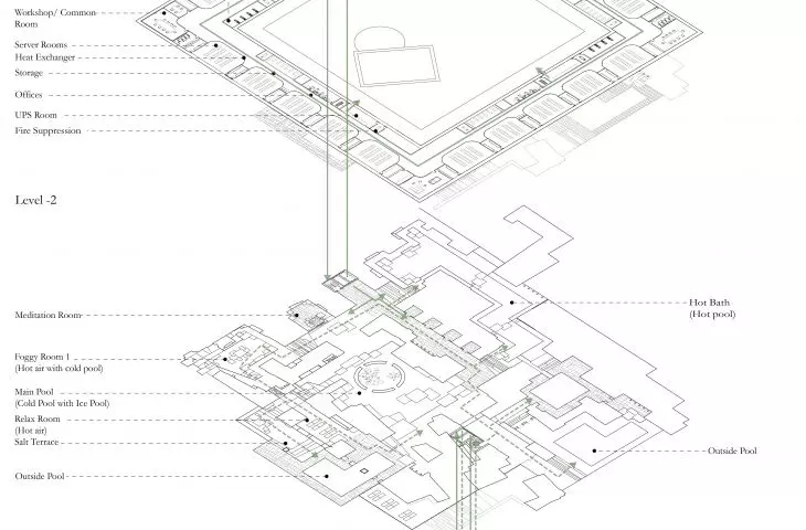 Mining Data, diagram pomieszczeń i komunikacji