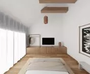 Interior of the bedroom kept in bright colors