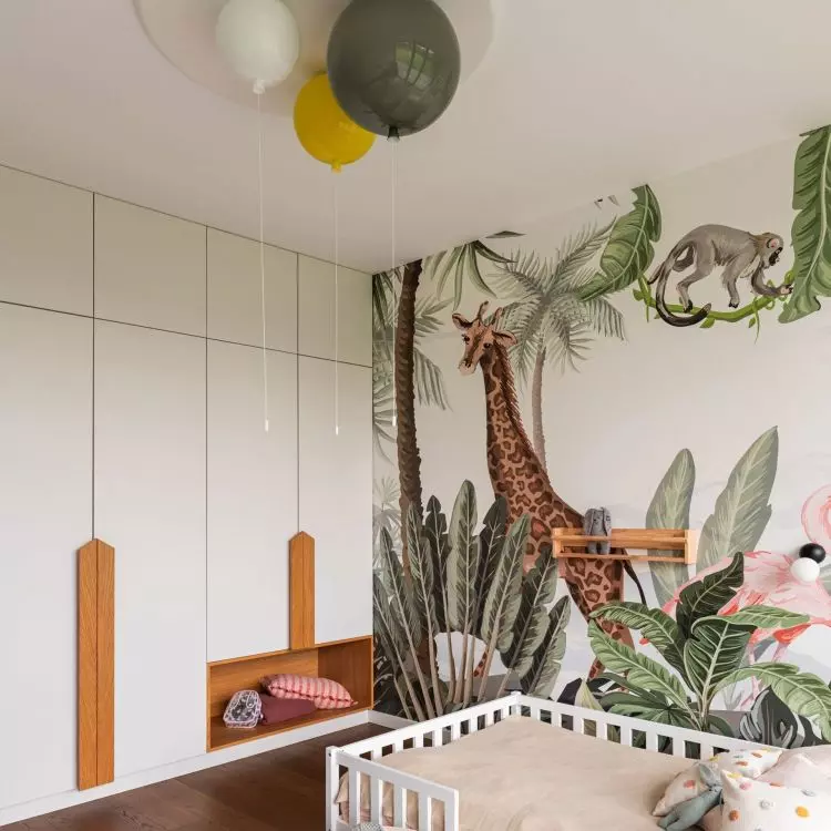 The private part includes children's rooms and bathrooms, among others