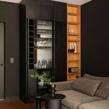 TV room arrangement is almost black