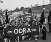 Funeral march for Odra in August 2022 on the Vistula Boulevards in Warsaw, Poland