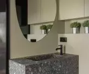 Apartment in Ruda Slaska, bathroom with stone washbasin