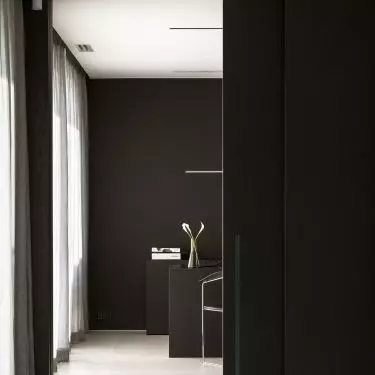 The sliding wall is covered with veneer