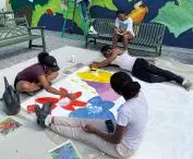 The workshop and the effect of working on a mural on the so-called Shakespeare's Steps (also known as the Joker's Steps), in New York's Bronx 