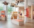 The architecture of the exhibition was created using simple means - concrete blocks, plywood or conveyor belts