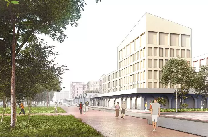 Third Prize; Sensory Impact of the Urban Fabric. Redefinition of the spatial dominant in the urban structure on the example of the project of a multifunctional urban establishment in Warsaw.