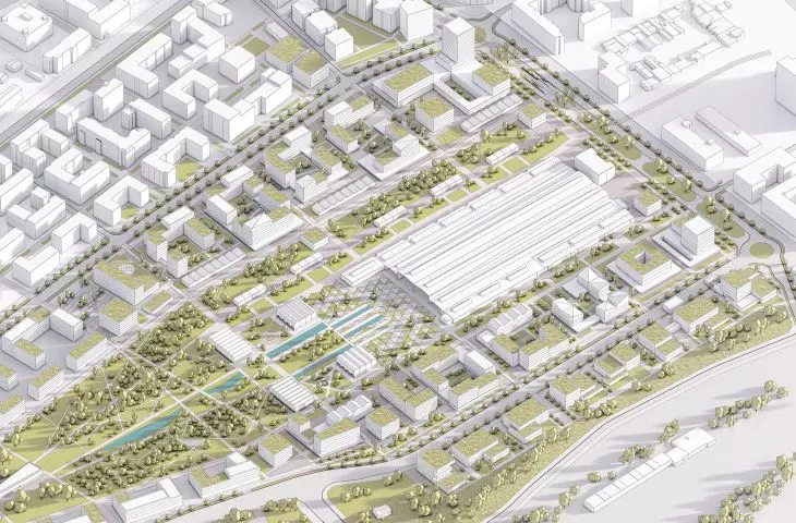 Third Prize; Sensory Impact of the Urban Fabric. Redefinition of the spatial dominant in the urban structure on the example of the project of a multifunctional urban establishment in Warsaw.