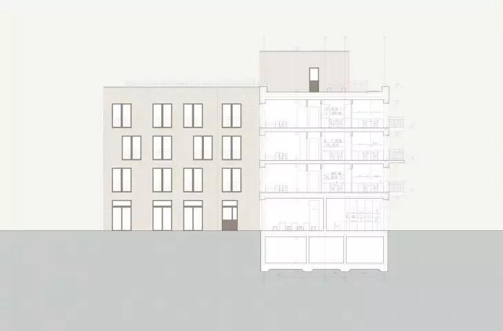 First Prize; Residential house with social functions in Warsaw's Praga district