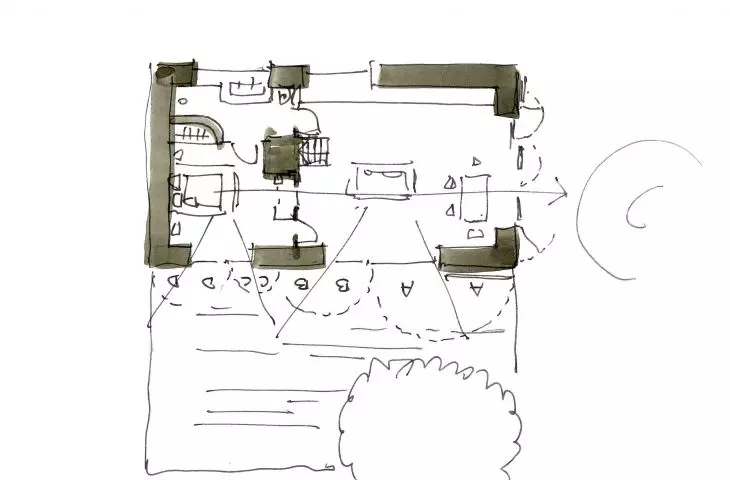 projection of one of the buildings