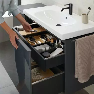 Rectangular-shaped washbasins are usually countertop models