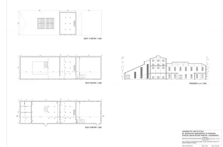 Przekrój projektowanego obiektu