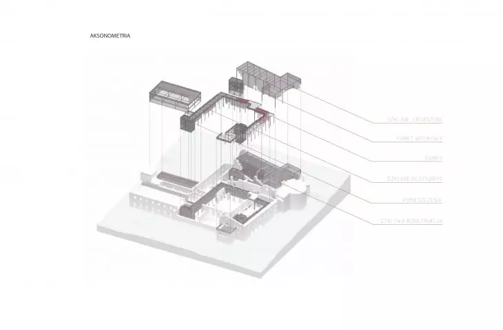 Pomysł na klasztor w Hiszpanii, aksonometria