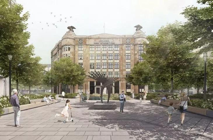 Square in front of the Eagle House, visualization