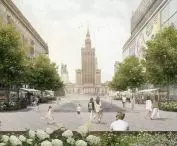 Fountain between Centrum Department Stores in place of tunnel