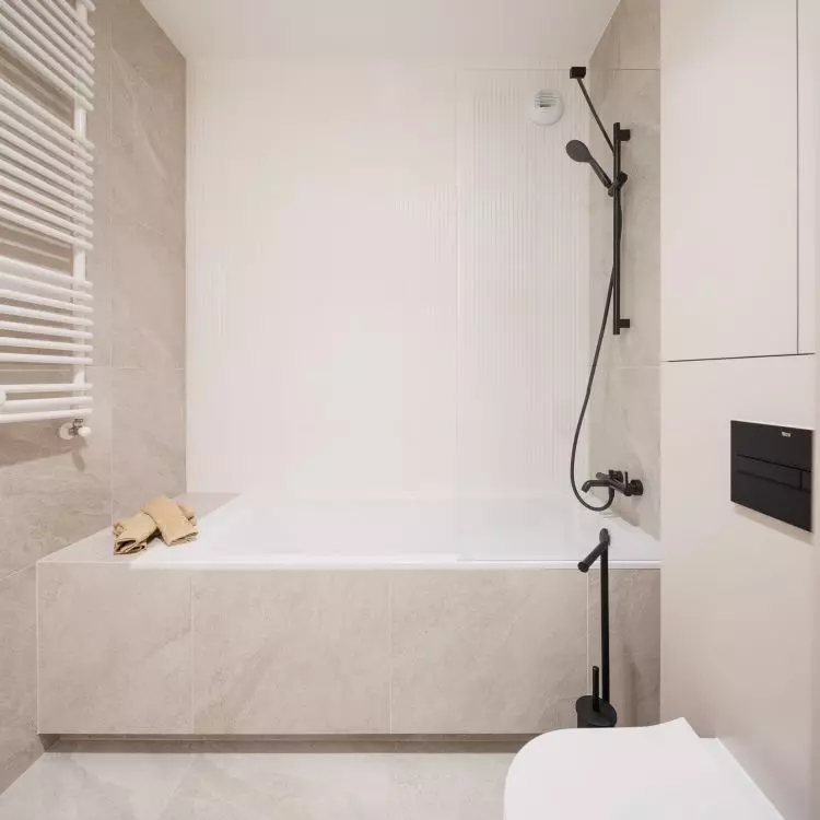 The investors wanted the bathroom to include a comfortable bathtub