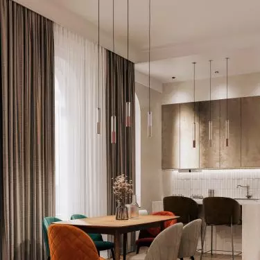 Several lamps hung at different heights will create an interesting composition