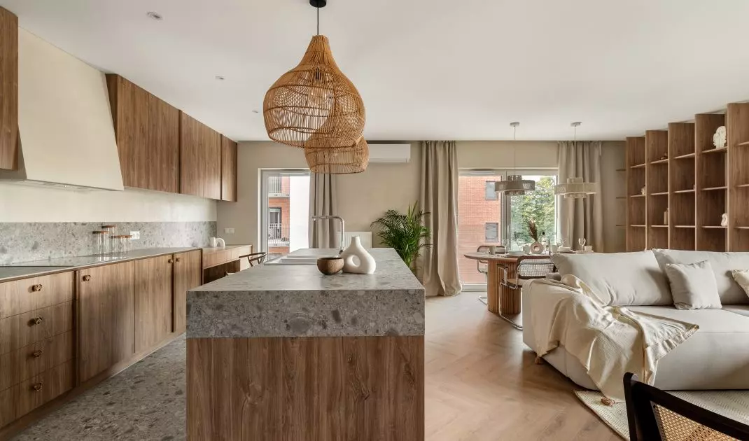 Thanks to the location of the island, when cooking we have a view of the entire living area