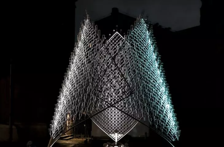Facility illuminated at night