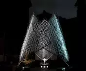 Facility illuminated at night