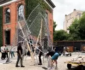 Komorebi pavilion, during installation