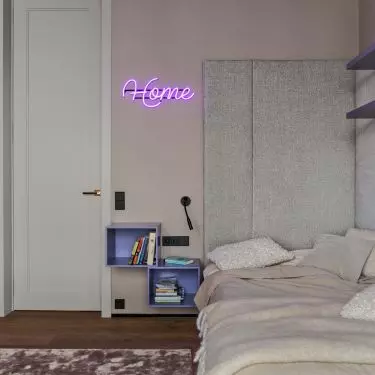 Pink neon adds a girly touch to the interior