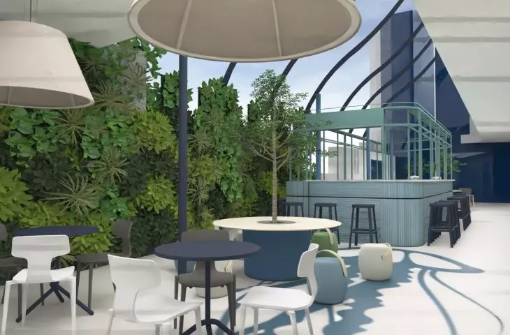 Food hall w Krzywym Domku będzie liczył siedem punktów gastronomicznych, powstanie też  bar na przeszklonym patio