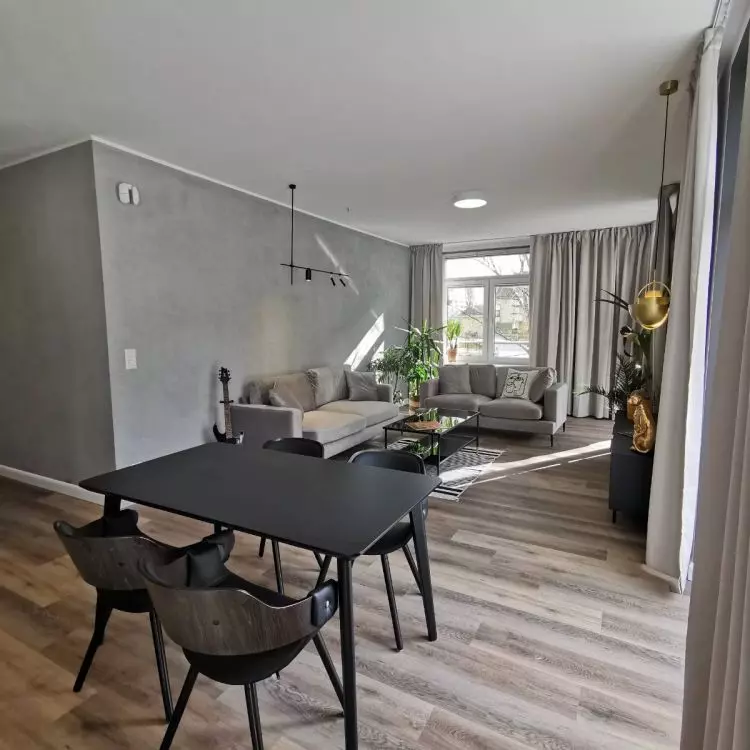 The living area has an open layout