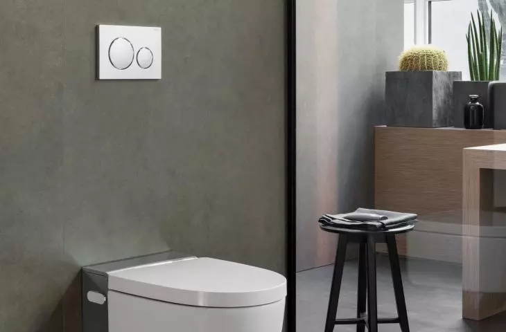 The washing toilet combines the functions of a toilet and a bidet