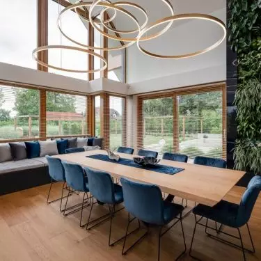 Decoration of the dining room is a vertical garden