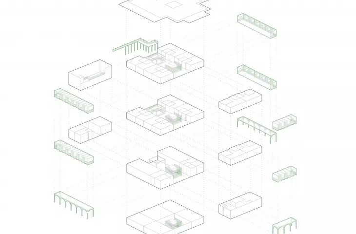 Projekt Re-Sanatorium, aksonometria rozłożona