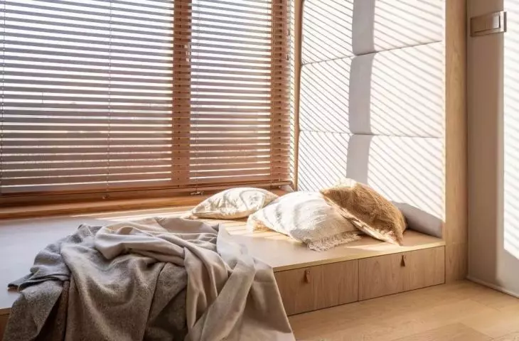 The alcove under the window is a great place for comfortable seating