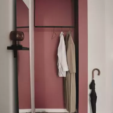 The alcove is the perfect place to store clothes