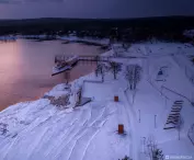 Widok zimowy plaży