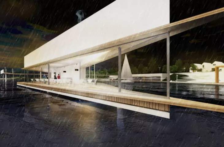 Visualization of the unrealized cafe on the water